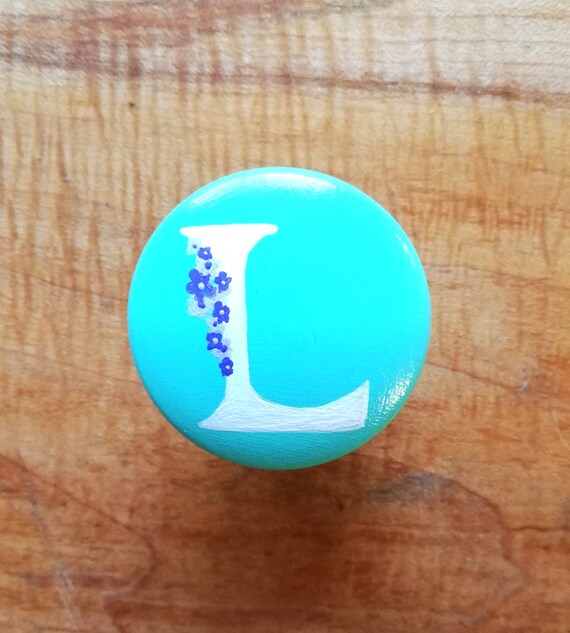 Hand Painted Wood Drawer Knobs For Dresser Alphabet Monogram Etsy