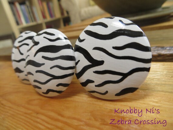 Zebra Print Hand Painted Drawer Knob Dresser Pull Nail Etsy