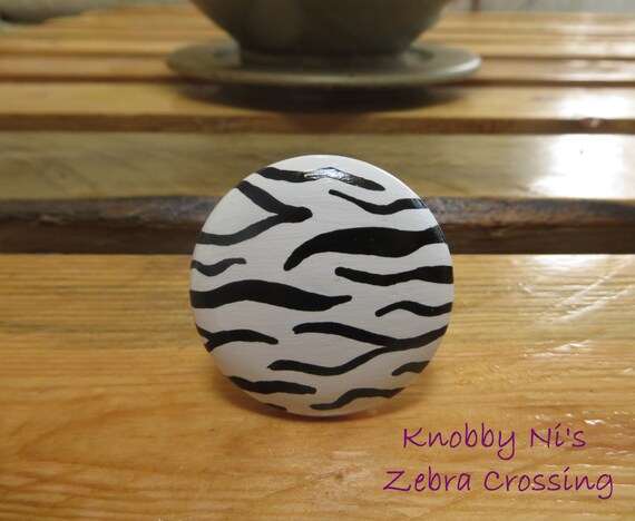 Zebra Print Hand Painted Drawer Knob Dresser Pull Nail Etsy