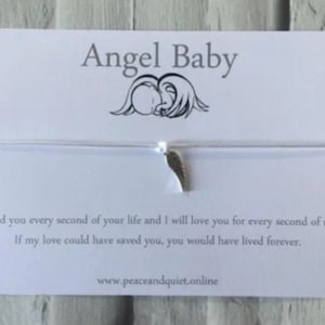 Angel baby, miscarriage, baby loss, condolences wish bracelet. Thoughtful keepsake gift to let someone know you care.