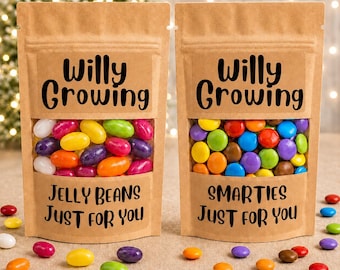 Willy growing funny bag of sweets or chocolate. Smarties or jelly beans. gift for Birthday, Christmas, husband, boyfriend, joke gift for him