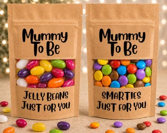 Mummy to be bag of sweets or chocolate. Smarties or jelly beans. gift for Birthday, Christmas, baby shower present candy gift