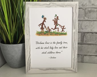 Stickman Family Nursery Print: Child's Bedroom Wall Art