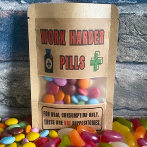 Work harder sweets | Joke gift | Novelty sweet bag | Funny birthday gift | chocolate treat bag | Joke chocolate | joke Christmas stocking