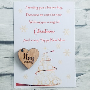 Natale Ci manchi. gettone di abbraccio regalo premuroso. abbraccio tascabile.  cuore di legno. piccolo abbraccio. Ricordo per la persona amata. Pensando al tuo dono.