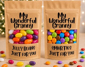 My wonderful Granny bag of sweets or chocolate. Smarties or jelly beans. gift for Birthday, Christmas, thank you gift, uplifting candy gift
