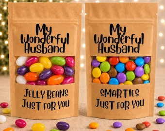 My wonderful husband bag of sweets or chocolate. Smarties or jelly beans. gift for Birthday, Christmas, thank you gift, uplifting candy gift