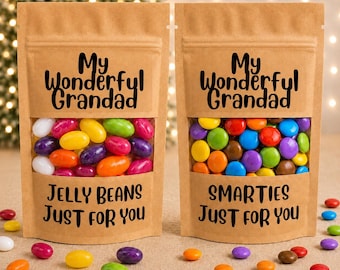 My wonderful Grandad bag of sweets or chocolate. Smarties or jelly beans. gift for Birthday, Christmas, thank you gift, uplifting candy gift