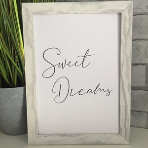 Sweet dreams Schlafzimmer A4 Wand Kunstdruck. Gedruckt auf 260gsm Qualitätskarte 210x297mm.