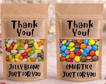 Bolsa de agradecimiento con dulces, para profesor, amigo, esposo, esposa, vecino. Bolsa de dulces o chocolates. Smarties o gominolas. Pequeño regalo de agradecimiento.