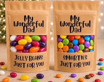 My wonderful Dad bag of sweets or chocolate. Smarties or jelly beans. gift for Birthday, Christmas, thank you gift, uplifting candy gift