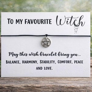 Witch Gift: Handmade Wish Bracelet with Pentagram Charm