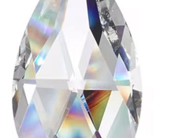 12 REAL Crystal Tear Drop/Brilliant K9 Clear Glass 2" Pendant (50mm) 3 3/4” Overall/Magnets sold separately/Magnetic Crystals/ Replacements