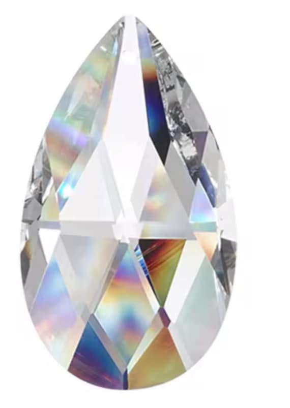 12 REAL Crystal Tear Drop/Brilliant K9 Clear Glass 2" Pendant (50mm) 3 3/4” Overall/Magnets sold separately/Magnetic Crystals/ Replacements
