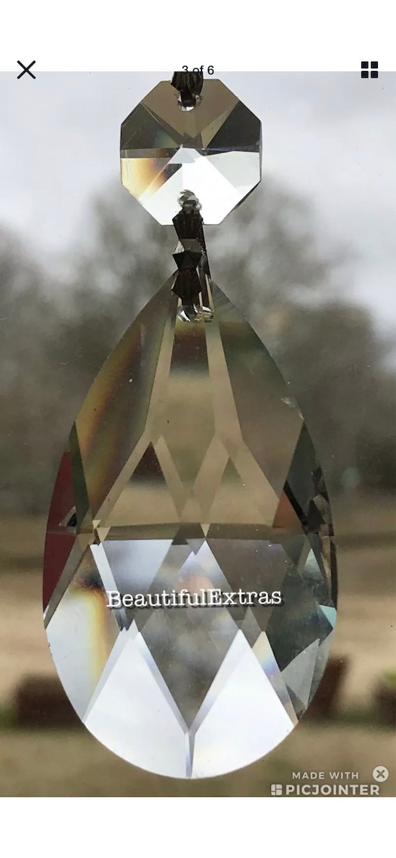 12 Faceted Crystal Teardrops - 38mm Chandelier Prisms/Brilliant K9 Lead Free crystals/ DIY Magnetic crystal charms/ Magnets sold separately