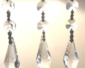 6- (50mm) Diamond shaped brilliant 30% lead crystal/ 4  1/2”Overall length -2” pendant w 2 octagon beads / DIY Magnetic crystals.