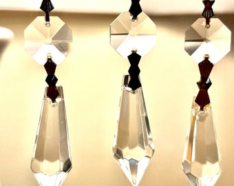 12- Crystal U Drop  1 1/2” (38mm) K9  Lead Free glass crystal / 1-14mm octagon bead/ magnets sold separately/Replacement crystals