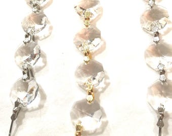 3-14 inch Brilliant Crystal Strands/K9 Lead Free glass/Crystals prism/ Crystal Swag/Glass Chain/forDIY magnetic charms/magnets sold separate