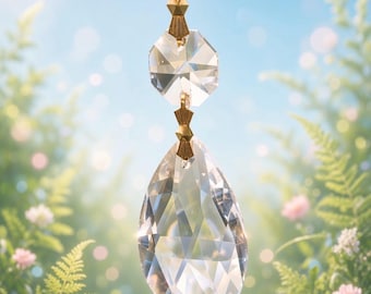 12 Faceted Crystal Teardrops - 38mm Chandelier Prisms/Brilliant K9 Lead Free crystals/ DIY Magnetic crystal charms/ Magnets sold separately