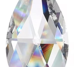 6- Clear Teardrop Crystals 2” (50mm) Glass Crystals/ Chandelier Prism w/ 2-14mm Octagon beads