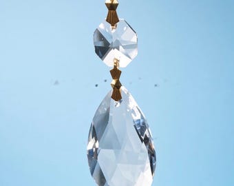 12 Faceted Crystal Teardrops - 38mm Chandelier Prisms/Brilliant K9 Lead Free crystals/ DIY Magnetic crystal charms/ Magnets sold separately
