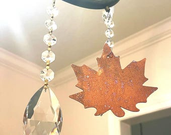 Maple Leaf Chandelier Magnets (Set of 3) – Copper & Crystal Fall Decor