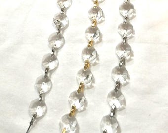 3-14 inch CRYSTAL Strands, Crystal Swag or Glass Chain/ Sparkly K9 lead free glass/ DIY magnetic charm- magnets sold separately