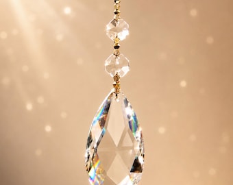 6  Tear Drop Chandelier Crystals,  Faceted Cut  Clear Brilliant K9 crystals,(63mm)2.5"pendant 2-14mm octagon beads, magnets sold separately