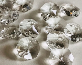 100 Faceted Crystal Beads - Octagon Chandelier Crystals (14mm)/ 2 holes