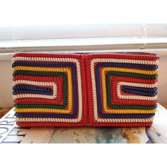 Rare vintage 1940s telephone cord purse- rainbow p