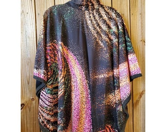 Vintage 70s abstract polyester poncho top or mini dress