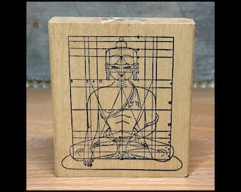 Stamp Francisco Iconometry Grid Tibetan Buddha Rubber Stamp Vintage