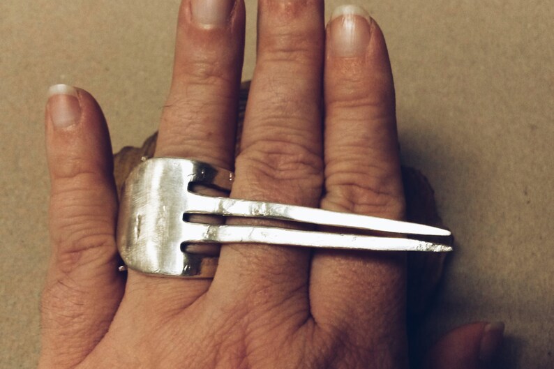 Vintage Sterling Silver Fork Ring Etsy