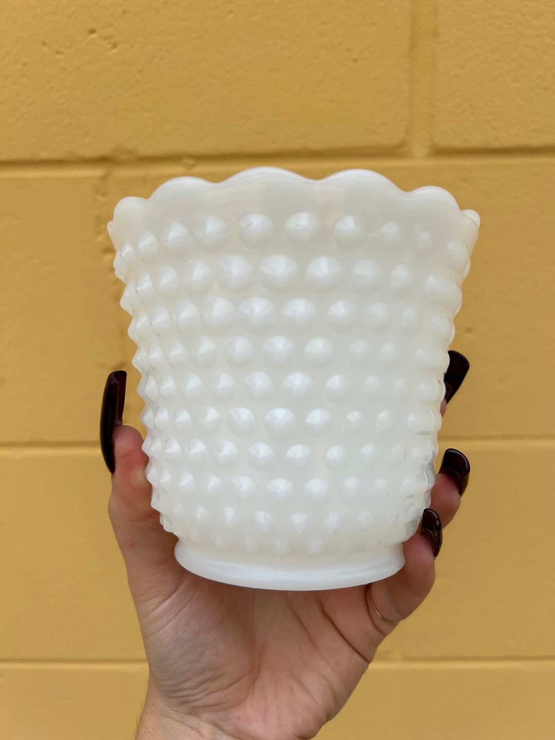 Fire King Hobnail Milk Glass Bowl Planter Cup Vase Etsy