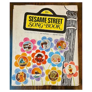 Vintage Rare Sesame Street Song Book 1971 Raposso & Moss Sheet Music Yellow Hard Cover with Dust Jacket, Song Lyrics, Rubber Duckie