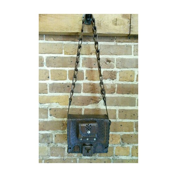 Vintage Tooled Leather Box Purse - Chocolate Brown