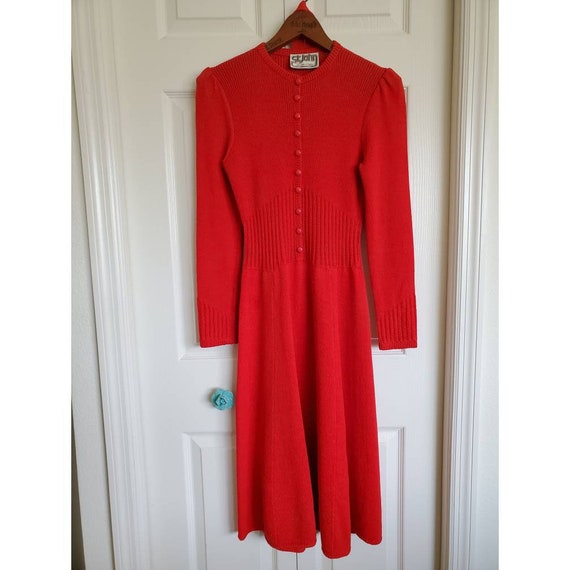 Vintage St. John for Lillie Rubin Santana Knit Red Dress Size Xsmall 