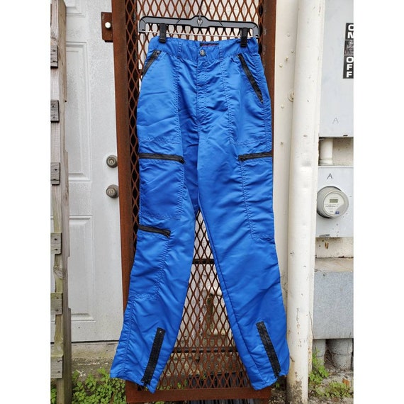 Vintage Nylon 80s yu-no parachute pants- royal blu