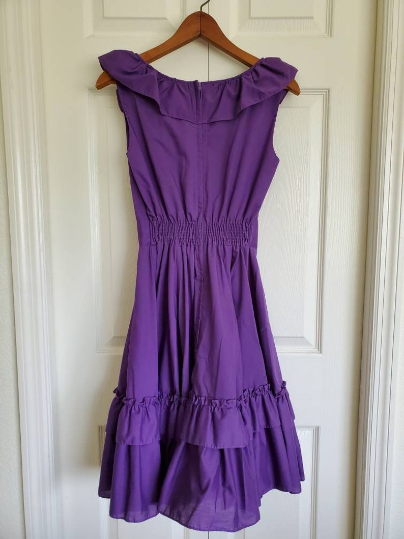 Vintage 50s rockabilly square dancing swing dancing purple dress ruffled swing dress image 5