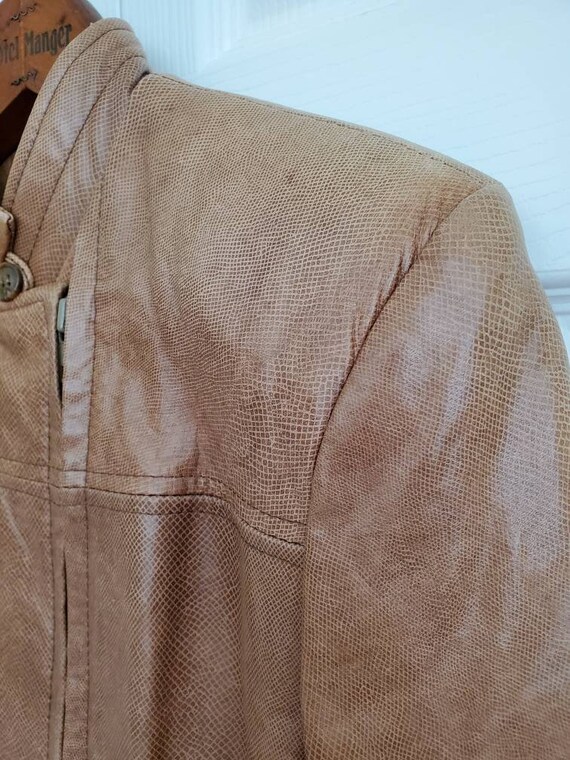 Vintage Taupe 80s leather jacket - image 4