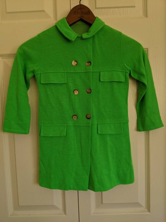 Vintage 70s neon lime green children's coat- 70s … - image 2