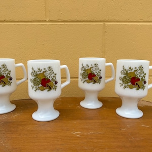 Vintage Mushroom Milk Glass Footed Mugs, Corning Ware, Mushrooms , Cottagecore, Grandmacore, Spice of Life, Farmhouse, Coffee/Tea Mug, Gift