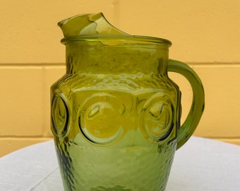 Vintage Green Anchor Hocking Pitcher, Colored Glass