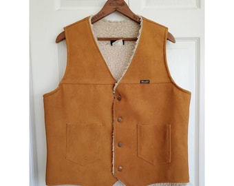 Vintage 70's Wrangler faux leather shearling vest