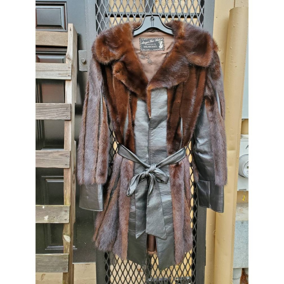 Vintage Fur and Leather Stripe Coat- Anger Fur Salon Designs by Mr