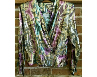 Vintage Anne Klein for New Aspects metallic disco Bowie top size 10