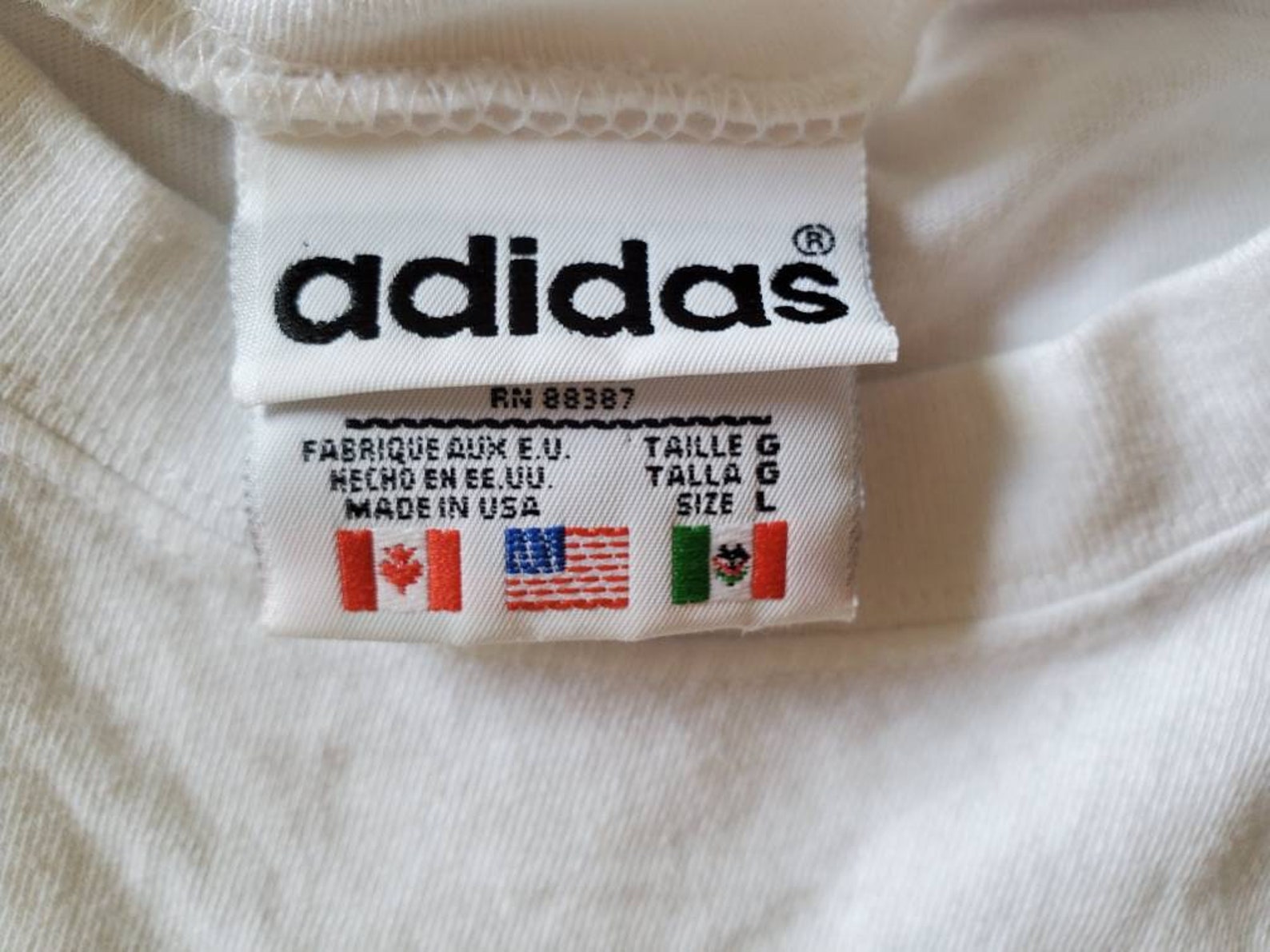 Vintage 90s Adidas Flag Logo Oversized Tee Shirt 1990s White - Etsy