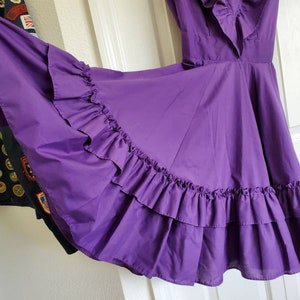 Vintage 50s rockabilly square dancing swing dancing purple dress ruffled swing dress image 4