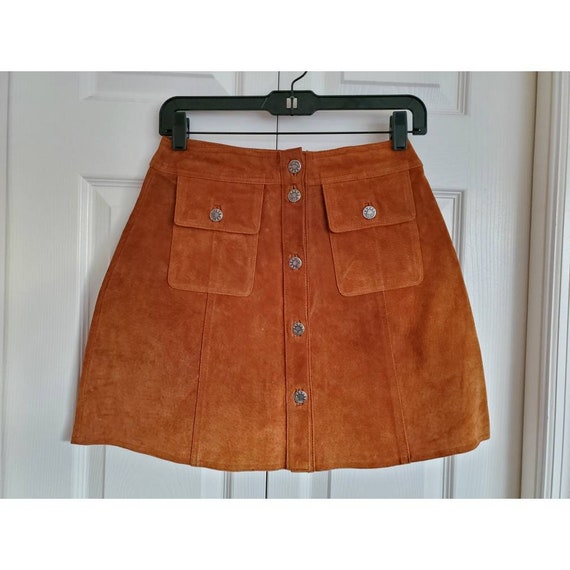 Vintage 90s rust suede bell skirt- 90s does the 70