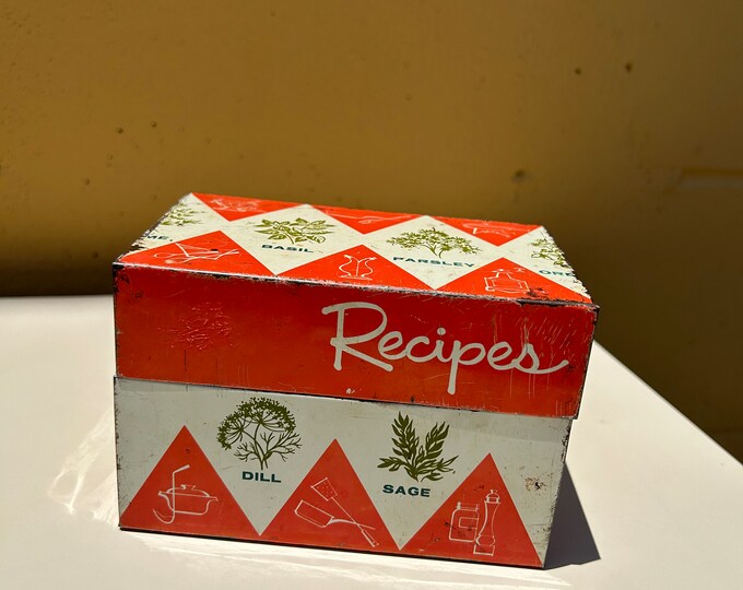 Vintage Mid Century Modern 1950s/1960s Recipe Box, Spice Box, Recipe